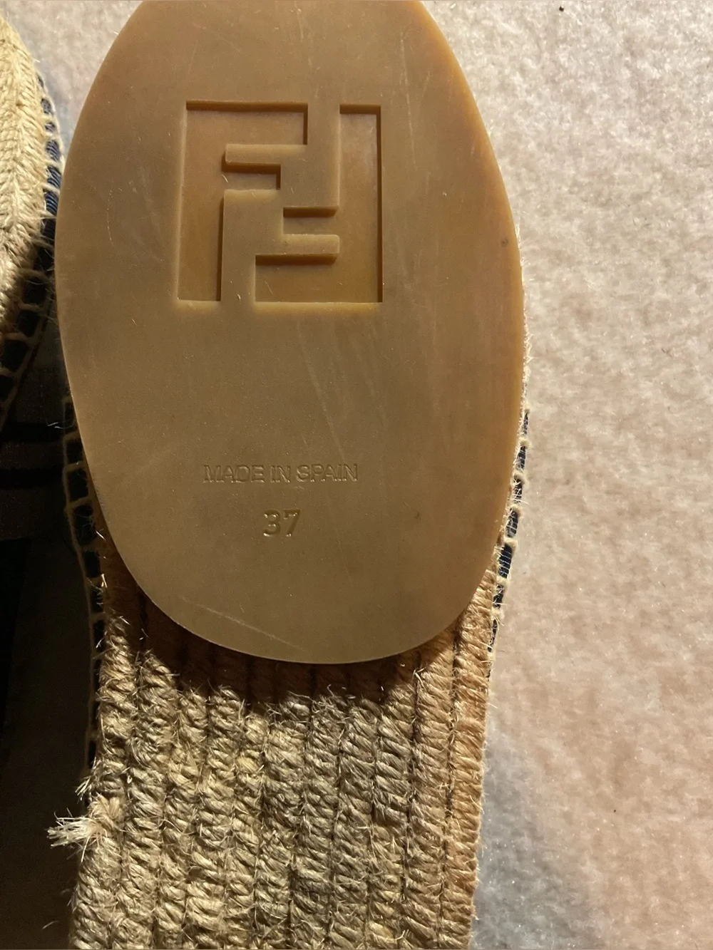 Fendi Rockoko Stretch Knit Sock Espadrille Slip-On with Blue Insole size 37